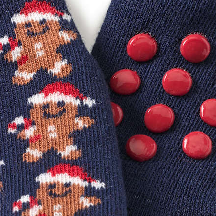 ABS Socken mit Lebkuchen-Muster, blau & rot, Gr. 18/19 PUSBLU