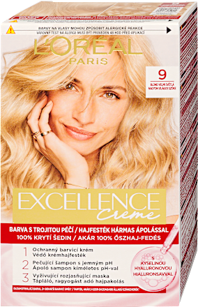 Tartós hajfesték, nagyon világos szőke 9 L'ORÉAL PARiS EXCELLENCE Creme