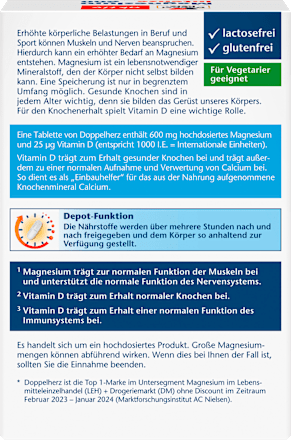 Magnesium Intense 600 + Vitamin D3 Tabletten 30 St Doppelherz