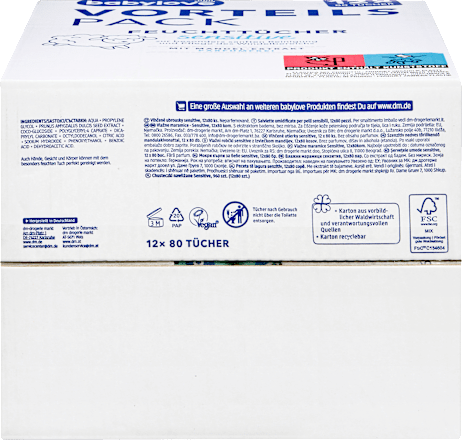 vlhčené ubrousky Sensitive 12x80 ks babylove