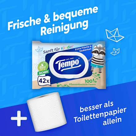 Feuchte Toilettentücher Sanft für Kinder Tempo
