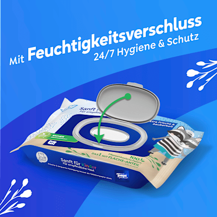 Feuchte Toilettentücher Sanft für Kinder Tempo