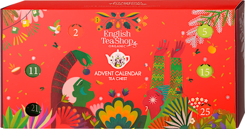Kalendarz adwentowy z ekologicznymi herbatami Chest, czerwony English Tea Shop