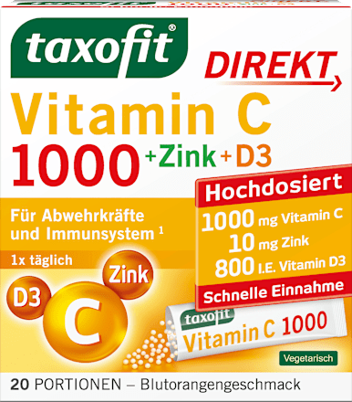 Vitamin C + Zink + D3 Direktgranulat 20 St taxofit