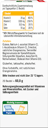 Vitamin C + Zink + D3 Direktgranulat 20 St taxofit