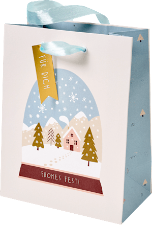 Geschenktasche Häuser/Schneekugel veredelt, midi hoch Profissimo