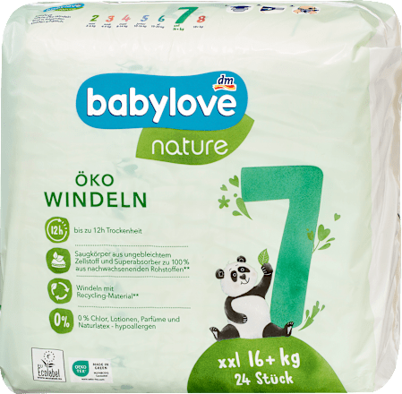 Windeln Gr. 7 XXL (16+ kg) babylove nature
