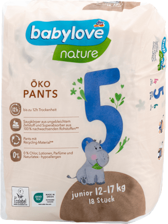 Öko bugyipelenka nature Junior, 5-ös méret, 12-17 kg babylove nature