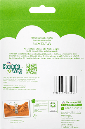 Mulltücher mit Bauernhof-Motiv, 80 x 80 cm ALANA