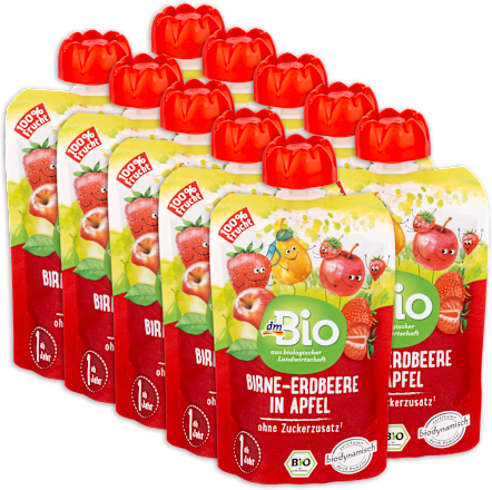 EKO kašica – kruška, jagoda i jabuka, 1+ g., 10 x 100 g dmBio