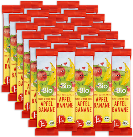 EKO voćna pločica za djecu od jabuke i banane, 12+ mj., 30 x 25 g dmBio