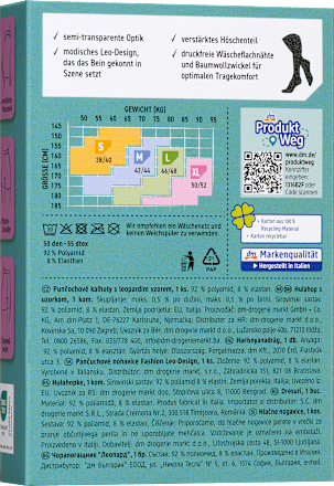 Strumpfhose mit Leo-Muster schwarz Gr. 38/40, 50 DEN Fascino