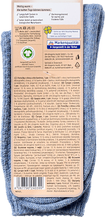 Socken mit Zopf-Muster und Wolle blau Gr. 39-42 Fascino