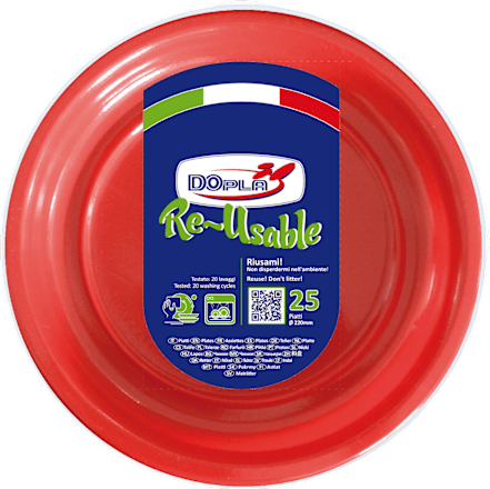 Piatti piani rossi Re-Usable DOPLA