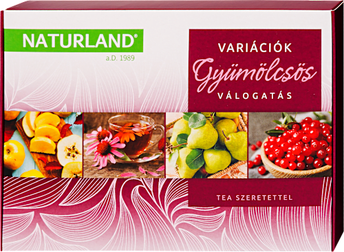 Díszdobozos teaválogatás, Gyümölcsös, 30 db filter NATURLAND