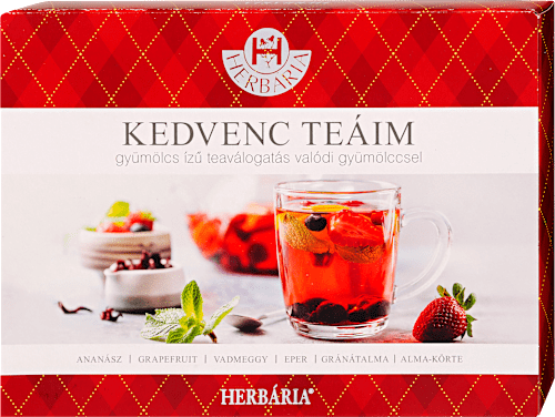 Díszdobozos teaválogatás 6 féle gyümölcsös ízzel, 6x5 filter HERBÁRIA
