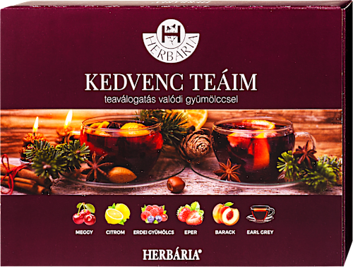 Díszdobozos teaválogatás 6 különböző fekete teával, 6x5 filter HERBÁRIA
