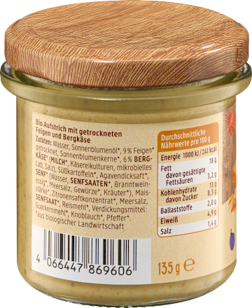 Brotaufstrich, Feige & Bergkäse dmBio