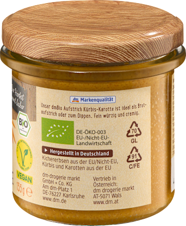 Brotaufstrich, Streichcreme Kürbis Karotte dmBio