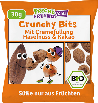 Kindersnack Knusper Bits Kakao Nuss, für Schulkinder Freche Freunde