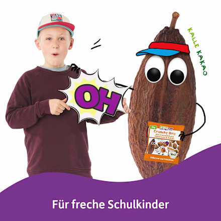 Kindersnack Knusper Bits Kakao Nuss, für Schulkinder Freche Freunde