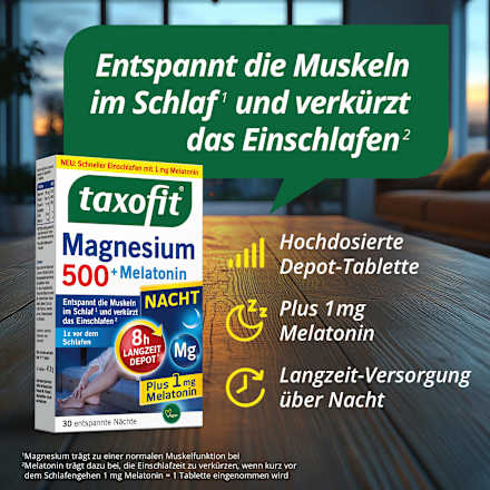 Magnesium Nacht 500 + Melatonin Tabletten 30 St taxofit