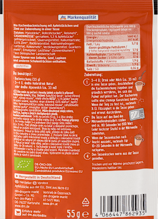 Tassenkuchen, Apfel Zimt dmBio