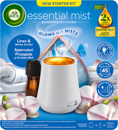 Difúzer a náhradná náplň - bielizeň a biela orchidea Air Wick