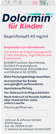 Dolormin für Kinder Ibuprofensaft 40 mg/ml Dolormin