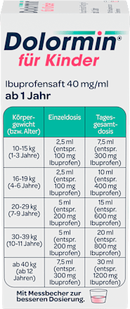 Dolormin für Kinder Ibuprofensaft 40 mg/ml Dolormin