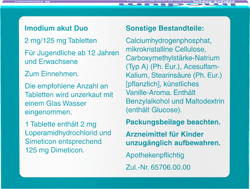 Imodium akut Duo 2 mg/125 mg Tabletten Imodium