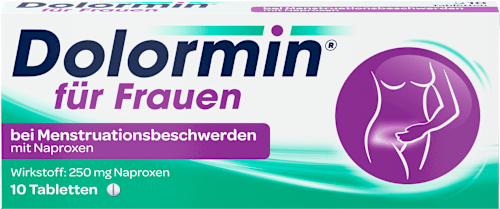 Dolormin für Frauen bei Menstruationsbeschwerden mit 250 mg Naproxen Tabletten  Dolormin