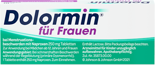 Dolormin für Frauen bei Menstruationsbeschwerden mit 250 mg Naproxen Tabletten  Dolormin