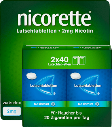 nicorette freshmint 2 mg Nicotin  Lutschtabletten, gepresst Nikotin, (2 x 40St) nicorette