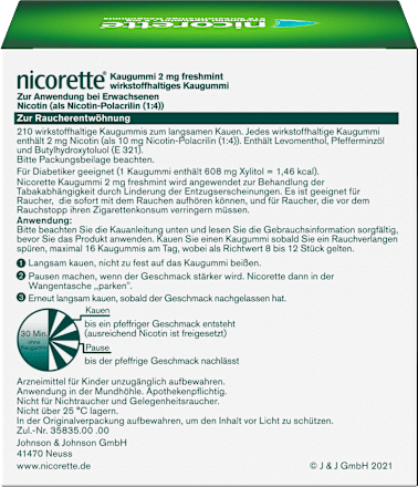 nicorette Kaugummi 2 mg Nicotin freshmint nicorette