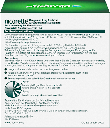 nicorette Kaugummi 4 mg Nicotin freshfruit nicorette