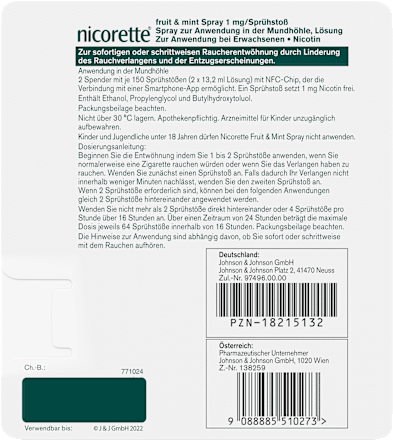 nicorette fruit & mint Spray 1 mg Nicotin/Sprühstoß nicorette