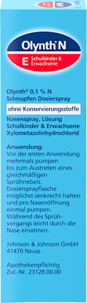 Olynth 0,1% N Schnupfen Dosierspray 10 mg Xylometazolinhydrochlorid, Lösung Olynth