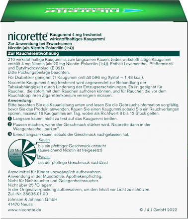 nicorette Kaugummi 4 mg Nicotin freshmint nicorette