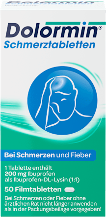 Dolormin Schmerztabletten 200 mg Ibuprofen als Ibuprofen-DL-Lysin (1:1), Filmtabletten Dolormin