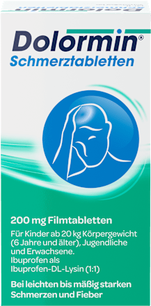 Dolormin Schmerztabletten 200 mg Ibuprofen als Ibuprofen-DL-Lysin (1:1), Filmtabletten Dolormin