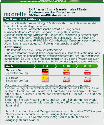 nicorette TX Pflaster 10 mg Nicotin Transdermales Pflaster  nicorette