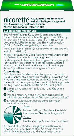 nicorette Kaugummi 2 mg Nicotin freshmint nicorette