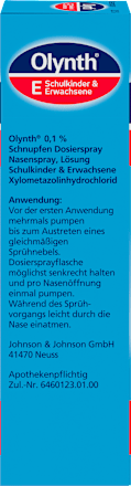 Olynth 0,1 % Schnupfen Dosierspray Nasenspray, Lösung Olynth