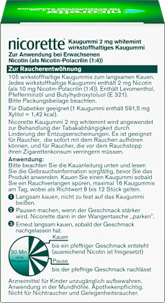 nicorette Kaugummi 2 mg Nicotin whitemint nicorette