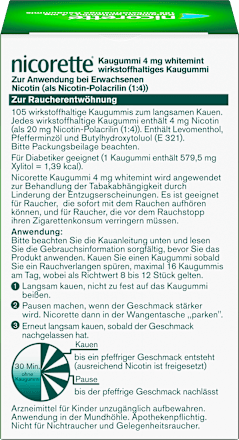nicorette Kaugummi 4 mg Nicotin whitemint nicorette