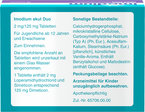 Imodium akut Duo 2 mg/125 mg Tabletten Imodium