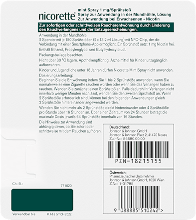 nicorette mint Spray 1mg Nicotin/Sprühstoß nicorette