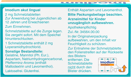 Imodium akut lingual 2 mg Loperamidhydrochlorid Schmelztabletten  Imodium