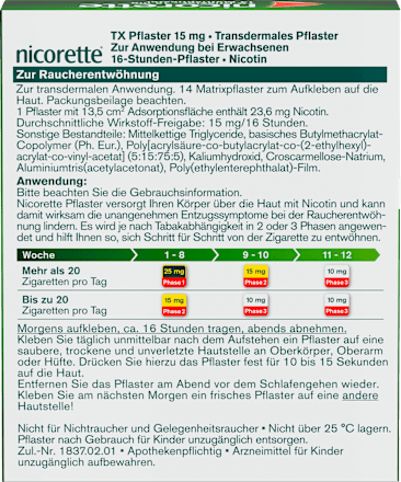 nicorette TX Pflaster 15 mg Nicotin nicorette